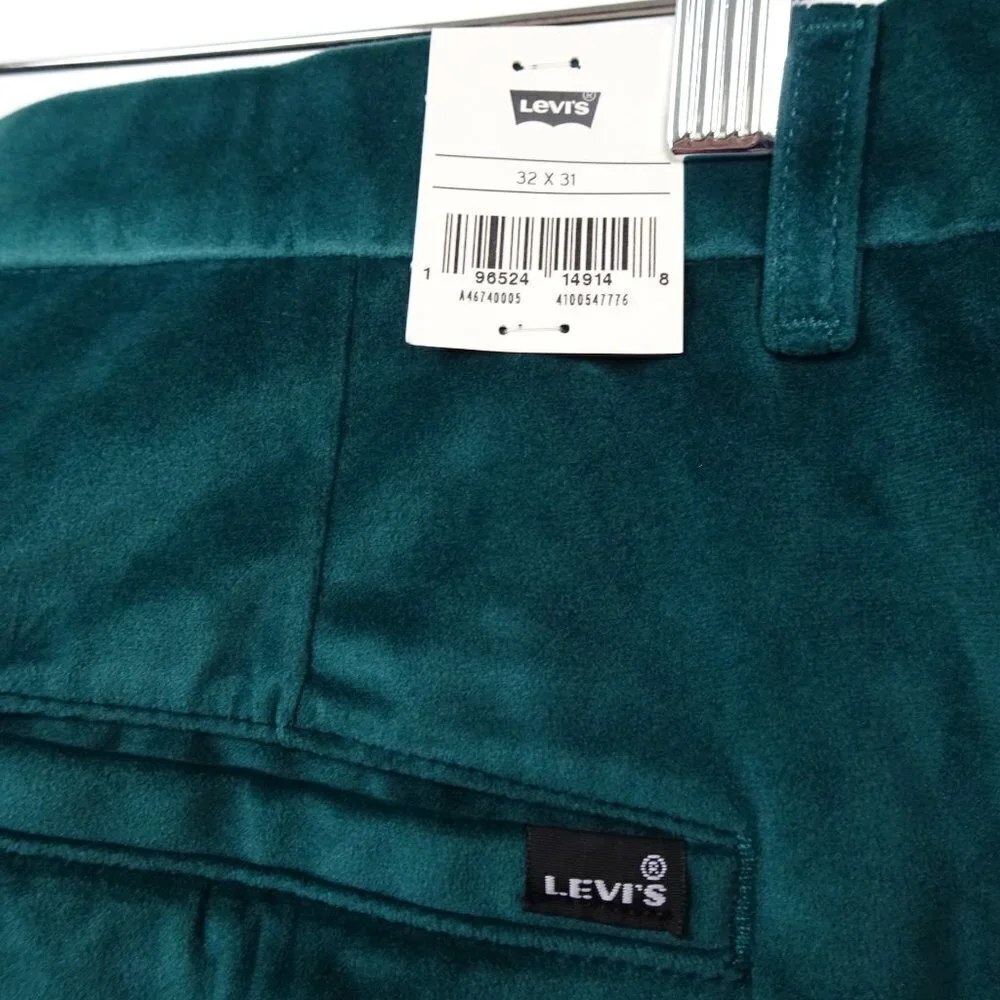 Levi's Baggy Trousers Women's Size 32x31 Green Velvet Wide Leg Loose Fit - Picture 6 of 10